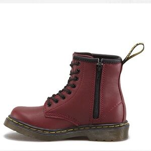 Dr. Martens Delaney Toddler Kids Cherry Red leather boots lace up zipper US 12